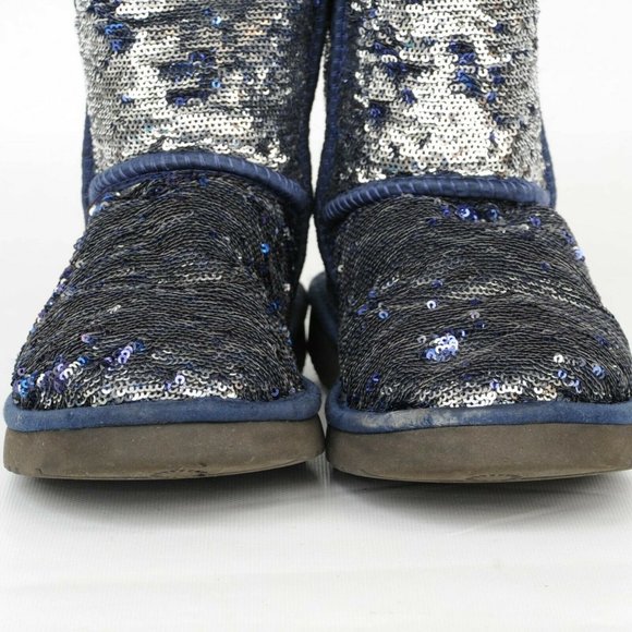 UGG Australia Classic Short Blue Sparkle Sequin Sherpa Boots Womens 7 1002765 - Picture 10 of 12
